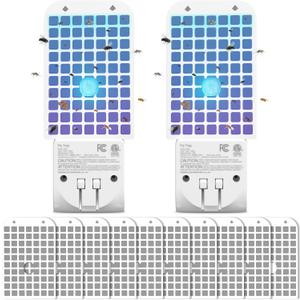 2 Pack Fly Trap Indoor(2 Device + 10 Glue Cards), Mosquito Killer, Plug-in Flying Insect Trap for Mosquito, Flies, Fruit Flies, Moths, Gnats