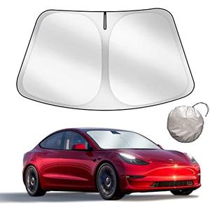 Upgraded Sunshade, Improved UV Protection Fabric, Foldable Front Sun Shade, Custom Accessories for Tesla Model 3/Y/Y Juniper 2016 to 2026