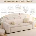 MEETSKY Couch Cover for Dog Washable, Non-Slip Sofa Protector for Loveseat Pet Friendly Sofa Covers for 2 Cushion Couch Dog Mats for Couches Soft Furniture Covers, 27.6" x 59", Oatmeal