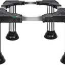Adjustable Mini Fridge Stand for 17-27 Inch Appliance Washing Machine Stand Base with 4 Strong Feet Heavy Duty Washer and Dryer Pedestals Stand (Black, 12.2" to 13.4" Height)
