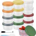 12pcs 10 oz Small Plastic Containers with Lids, Salad Dressing Container Reusable Small Food Storage Containers for Meal Prep, Leakproof, Microwave Dishwasher Freezer Safe, BPA-Free