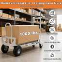 Aluminum 4 in 1 Convertible Hand Truck Dolly, 1000Lbs Capacity, Heavy Duty Folding Hand Truck Dolly Cart with Wheels 10" All-Terrain Tires, Hand Trucks for Logistics, Home, Office, School, Silver