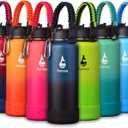 Farsea Insulated Water Bottle With Paracord Handle, Protective Silicone Boot and 2 Lids (Straw Lid & Spout Lid), Stainless Steel Water Bottle Wide Mouth, Double Wall Sweat-Proof BPA-Free, 40 oz