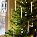 12PCS Flameless Christmas Tree Candles with RemoteBattery Operated Flickering Candles Christmas Tree Lights,LED Taper Candle for Home Parties Birthday Gift with Snowflake Ball Hook (Ivory)