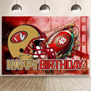 49 Birthday Party Backdrop,Football Party Decoration,49 Football Themed Birthday Banner Shoot Photo Backgrounds Props for Party 5x3ft.