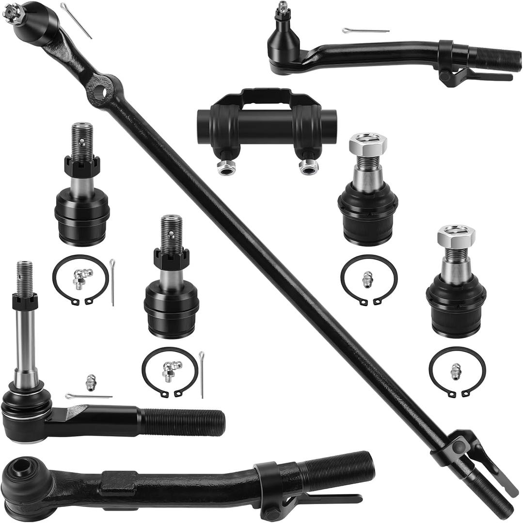 4WD Front Steering Suspension Kit for 2005-2016 Ford F-250 F-350Super Duty, 4 Lower and Upper Ball Joints 2 Outer Tie Rods 1 Adjustment Sleeve 1 Drag Link 1 Outer Steering Tie Rod -9pcs