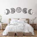 Jetec 5 Pcs Moon Phase Wall Art Decor Wall Pediments Hanging Wooden Moon Phase Spiritual Bedroom Nordic Boho Lunar Aesthetic Art for Living Room Dorm Apartment Bar Ornament(Black,10.6 Inch)