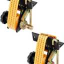 Ladder Rack Ratchet Straps, W/J-Hook (2PCS), 1.4" Black Square Tube Mount, 1.5" Wide x 7.5' Long, Orange Truck Rack Straps, 500 lbs Load Heavy Duty, Lumber Rack Ratchet Strap, Pipe/Roof Rack Strap