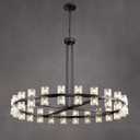 Modern Black Round Crystal Chandelier, D47.2 Wagon Wheel Chandelier for Dining Room Over Table, K9 Crystal Chandeliers Pendant Light Fixture for Kitchen Island, Entryway, Living Room, Foyer