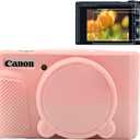 Pocoukate Case for Canon PowerShot SX740 HS Camera with Screen Protector, Soft Silicone Protective Cover Skin with Removable Lens Cover for SX740/SX730 HS Accessories Rubber - Sweet Smoked Pink