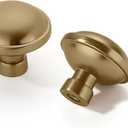 Khtumeware 6 Pack 1-1/4 inch Brushed Brass Cabinet Knobs - Brushed Gold Drawer Pulls for Kitchen & Dresser Drawers