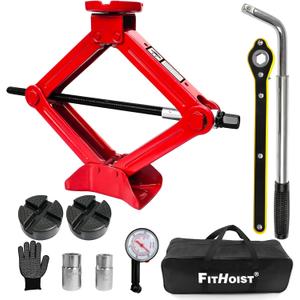2.5 Ton Scissor Jack with Rubber Pad, Portable Car Jack Emergency Kit for Sedan SUV MPV