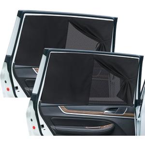 2PCS Car Side Window Shades, Magnetic Double Layer Car Sun Shade for Privacy Block Heat UV Full Shade & Half Shade Options, Vehicle Back Window Curtain for Baby & Kids