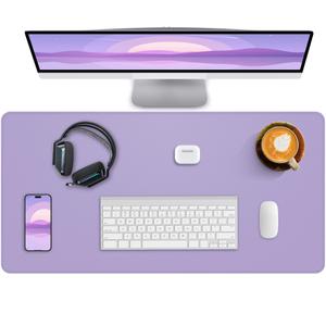 CEBOWA Dual-Sided Leather Desk Pad Protector- Non-Slip PU Desk Mat, Small Waterproof Office Blotter for Keyboard & Mouse | Desktop Mat | Home Office Accessories (23.6"x13.8", Purple)