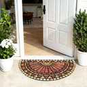 Doormat Outdoor Rubber Mat 18"x30" Heavy Duty, Waterproof Front Door Mat for Outside Entrance, Half Round Welcome matt Outdoor for Entry, Porch (Orange)