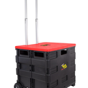 dbest Products 01-681 Quik Cart Wheeled Rolling Crate Teacher Utility with seat Heavy Duty Collapsible Basket with Handle, Red