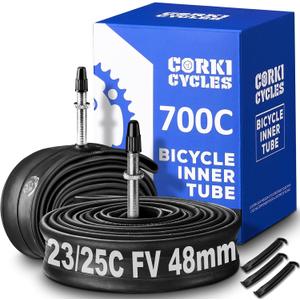 700c Bike Tire Inner Tube Replacement for Road Bicycle 28 Inch Premium Heavy Duty Butyl Rubber Spare 2 Pack with Tire Levers