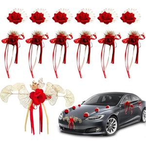 13Pcs Car Decorations Set with Suction Cups - Wedding Party Flower Kit - Artificial Rose Flowers for Car Decor