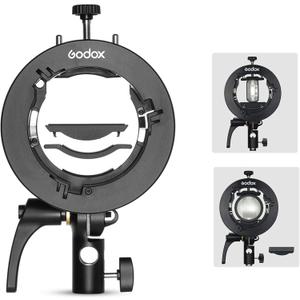 Godox S2 Speedlite Bracket for Bowens Mount, S-Type Holder Updated Version for Godox AD200Pro AD200 V1 V860II V860III V850II TT685II TT600 TT520II TT350 Speedlite Flash, Snoot Softbox with USB Light