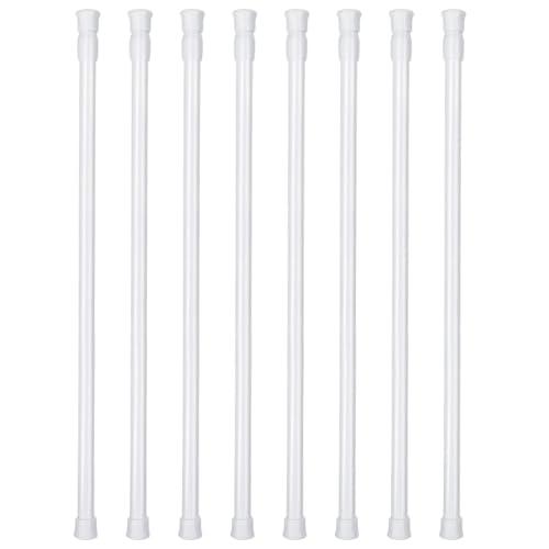 8 Pcs Tension Curtain Rods, No Drilling Adjustable Rods for Shower Curtains and Doors, Upgraded Ivory White Spring Rods 40-70 cm, Easy Installation, No Tools Required