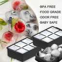 Large Silicone Ice Cube Tray (3-Pack), Easy Release Ice Cube Molds with Lid, 2" Big Ice Cubes Tray - Cocktail, Whiskey Ice Cubes Mold Ice Trays - Black