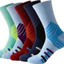 Men's Athletic Socks 5 Pack, Arch Support Breathable Cushioned Running Crew Sock for Basketball Gym Hiking,Size 6-11.5