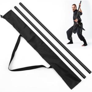 ShinyRelief 2 Pcs Foam Padded Sticks Martial Arts Training Stick, Foam Padded Practice Bar with Carrying Bag for Safe Practice Training Martial Arts and Karate (3.94 ft, Black)