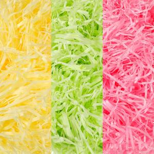 Zonon 9oz Easter Grass Basket Filler Raffia Paper Shreds Stuffers Craft Tissue Raffia Filler Grass for Gift Packaging Easter Egg Hunt Party Favors Decoration(Pink, Light Green, Yellow)