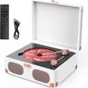 RetroAudio CD Player with Speakers Retro Portable CD Players for Home Music Player with Remote Control,V5.4 Bluetooth in&Out Desktop Suitcase CD Player with AUX in, Headphone Jack,USB PlaybackWhite