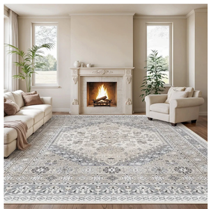 zesthome 10x14 Area Rugs,Stain Resistant Washable Rug,Ultra-Thin Rugs for Living Room,Bedroom,Non-Slip Backing Home Decor Large Area Rug (Beige,10'x14')