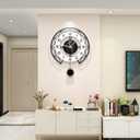 Large Wall Clock for Living Room Decor Modern Silent Pendulum Wall Clock for Home House Kitchen Bedroom Decorative Big Wall Clock Non Ticking Battery Operated Quartz for Indoor Bathroom 17 Inch
