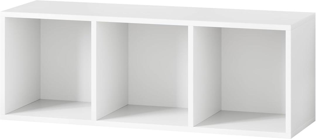 IOTXY DIY Modular Cubby Bookcase - Stackable 3-Cube Open Bookshelf, White