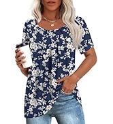 Womens Summer Tops Casual Shirts Pleated Tunic, Size L