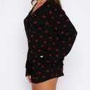 Women 2 Piece Pajamas Set Button up Long Sleeve Shirt and Shorts Lounge Set (L)