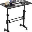 HOMIDEC Standing Desk, 32 Inch Portable Small Desk Adjustable Height, Rolling Home Office Desks with Wheels, Sit Stand Desk for Bedroom Walking Pad Home Office Small Space, Black