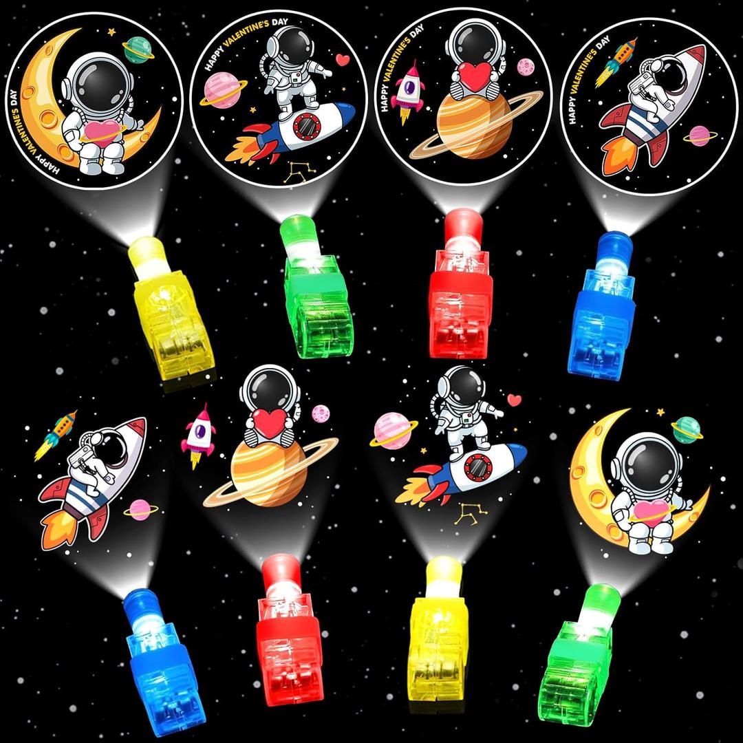 28 Pack Valentines Day Gifts for Kids ,LED Finger Lights with Valentine Cards Exchange Gifts School Classroom Prizes Valentines Day Gifts for Kids Boy Girl Valentine Party Favors