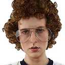 ALLAURA Compatible with Napoleon Dynamite Wig  Pedro Costume Set with Glasses & Brown Afro Nerd Hair for Adults  Funny 80s Halloween Outfit, Retro Cosplay, Movie-Inspired Party or Couples Costume