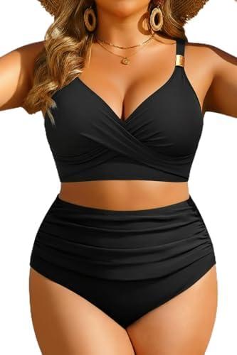 Aqua Eve Plus Size Two Piece Swimsuit - Women High Waisted Bikini Tummy Control Bathing Suit 2025 Swimwear, 12 W