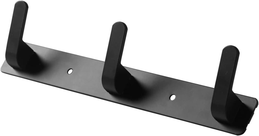 3 Hooks Matte Black Bathroom Towel Hooks Mounted Wall Adhesive Heavy Duty Farmhouse Bath Coat Stick on Rack Hat Wall Hook Sticky Black Kitchen Robe Rack Coat Hook Black 3 Hooks Rack Towel for Bathroom (9.25*1.18*1.38 inch3hooks)