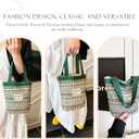 2 x Women Tote Bag,Small Jute Casual Tote's Handbag Embroidered Personalized Bucket Bag,Reusable Grocery Shopping Bags (Green)