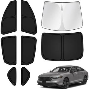 T TGBROS Windshield Sun Shade for Honda Accord 2023-2025 2026 Car Window Shades Thicken UV Block and Blackout Privacy Foldable Sunshades 8PCS Accessories Keep Cool Sun Visor Covers