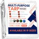 Large Waterproof Tarp - Heavy Duty 20 Mil Thick Poly Tarpaulin Ideal for Canopy Tents, Boats, RV or Pool Covers - Multipurpose Protective Tarps with Grommets for Indoor and Outdoor Use | 16' x 20', White