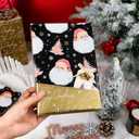 MAYPLUSS Christmas Wrapping Paper Roll - 17IN X 33FT - Black Gift Wrap Paper Featuring Santa Claus Snowflake Christmas Tree Reversible Gold for Kids, Holiday, New Year