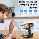 Gifts for Men Women, Phone Stand with Bluetooth Speaker and Charging Function 360 Rotable Angle Adjustable Cell Phone Holder with HD Stereo Sound Fits All Phones,Tablet (Black)