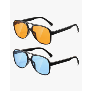 MASDUN Retro Square Aviator Sunglasses Womens Mens 70s Stylish Vintage Double Bridge Sun Glasses