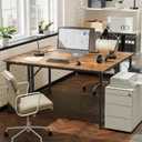 PRAISUN 55 X 20 Inch Office Computer Desk with Power Outlets and USB-C Port, Larger and Longer Gaming Desk, for Home Office, Study, Bedroom, Writing Work from Home Table, Metal Frame, Rustic Brown