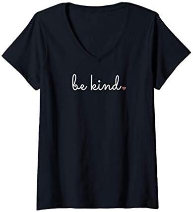 Womens Be Kind - Rainbow Heart Kindness Gift V-Neck T-Shirt S