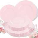 WDF 60pcs Pink Plastic Plates - Baroque Pink Disposable Plates Including 30 Dinner Plates 10.25inch, 30 Dessert Plates 7.5inch for Upscale Wedding/Baby Shower/Spring/Mother's Day