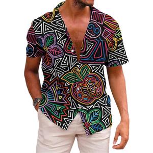 KYKU Mexico Shirt for Men Funny Beach Shirts Hawaiian Button Down Short Sleeve (Black, XXL)