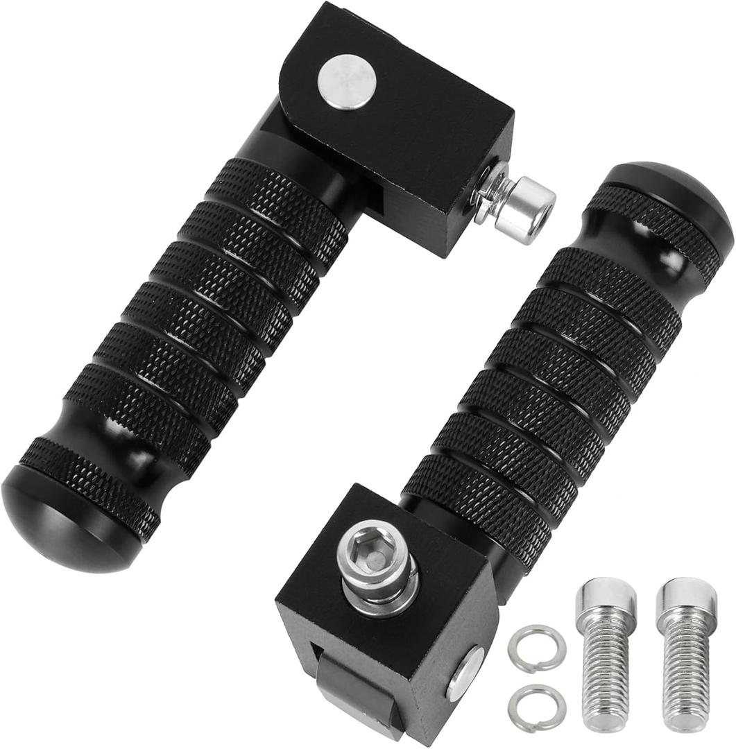 Motorcycle Universal M8 Foot Pegs CNC Foldable & Anti-Skid 90 Degree Motorbike Pegs Fits for Super 73, Bicycle, Mini Bike, Electric Motor, ATVs, UTVs, Go Karts, Quads, Scooters Black
